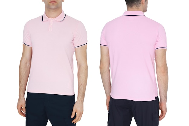 Photo men's pink tshirts mockup design templatemockup