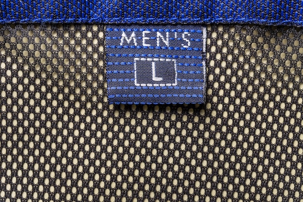 Photo men's size clothing label