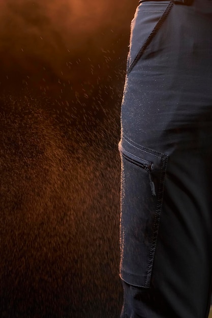 men's waterproof pants Men's pants closeup Waterproof fabric