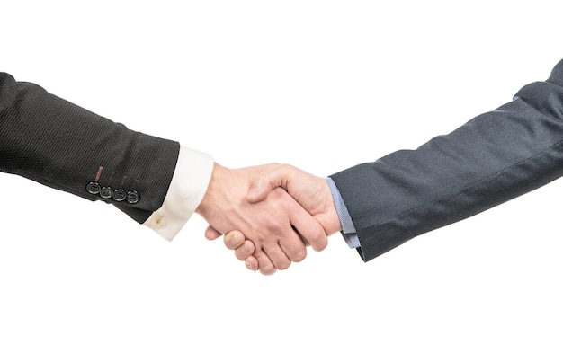 Men shaking hands after successful business deal, successful negotiations.