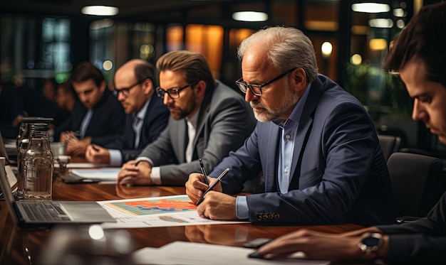 Men Sitting Around Wooden Table