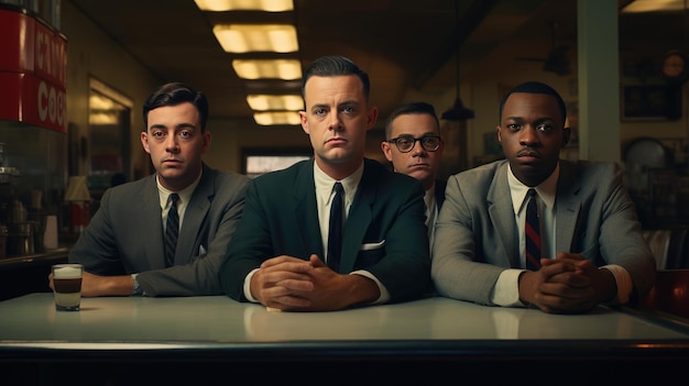 Men Sitting at Table Discussing Business and Teamwork in Casual Meeting