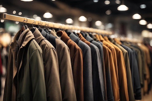 Men suits and coats in a store background