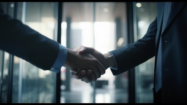 Men in suits shake hands Generative AI