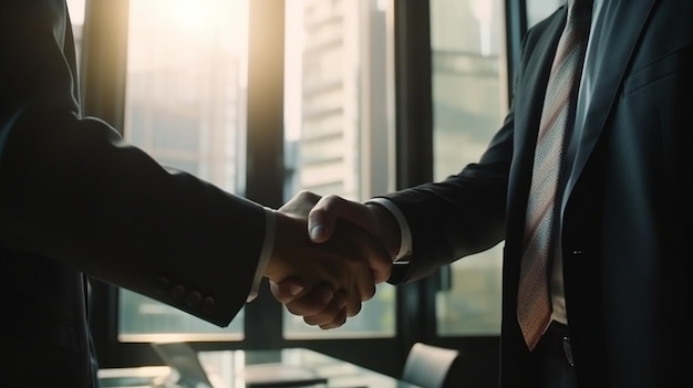 Men in suits shake hands Generative AI