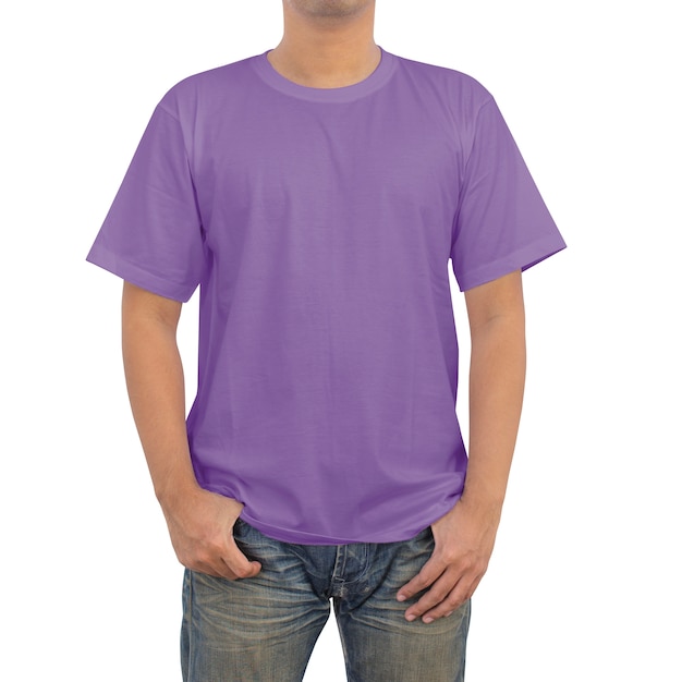 Men in violet T-shirt 