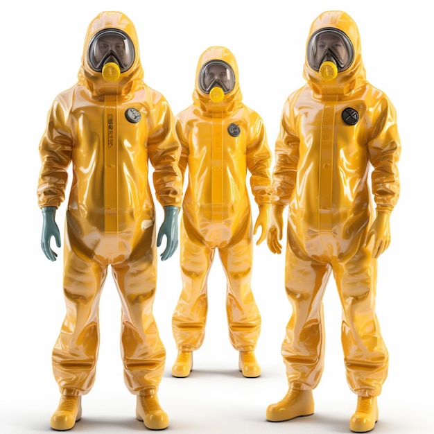 men wearing Coverall Safety Suit Chemical proof suits yellow color