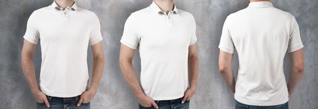 Photo men wearing empty white shirt