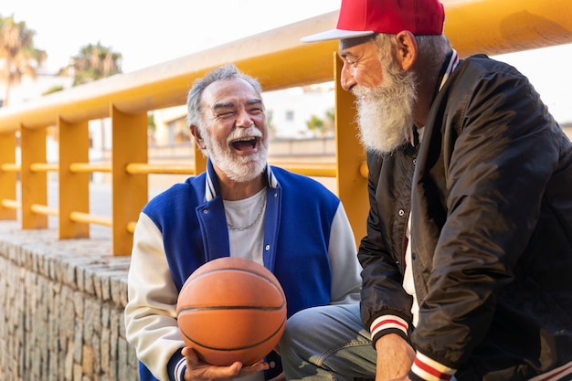 Men wearing varsity jacket