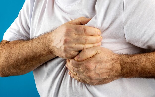 Men with chest pain - heart attack myocardial infarction	