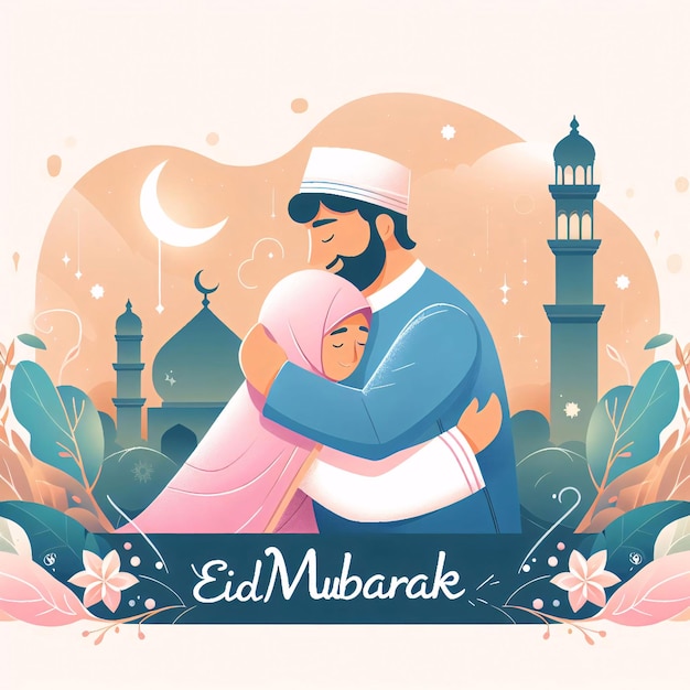 Photo men and women muslim culture day for eid wishes