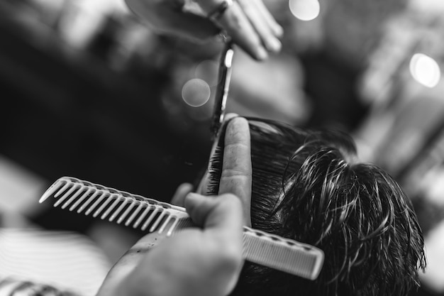 Men39s haircut in a barbershop