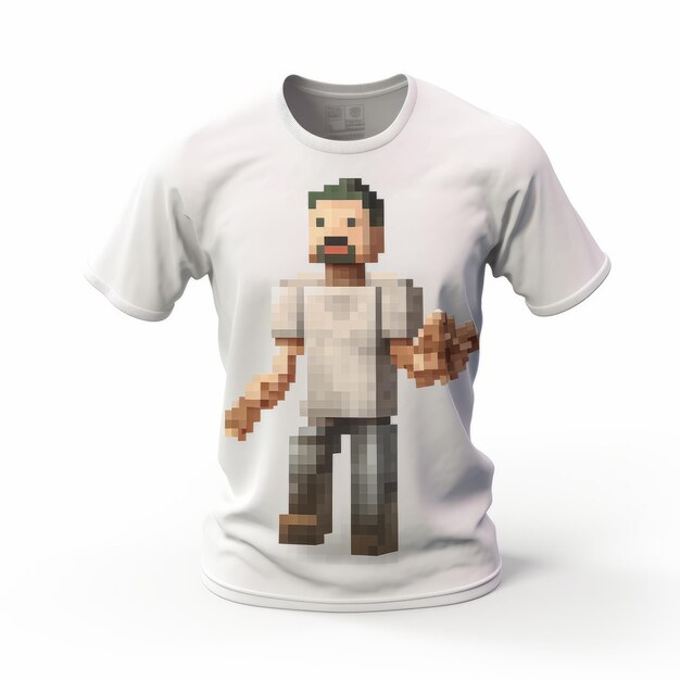 Photo men39s white tshirt with realistic rendered minecraft character