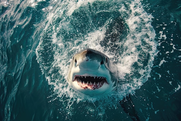 Menacing beauty underwater world with the shark predator a captivating glimpse into the fierce powerful and mysterious realm of marine life where danger and elegance coexist