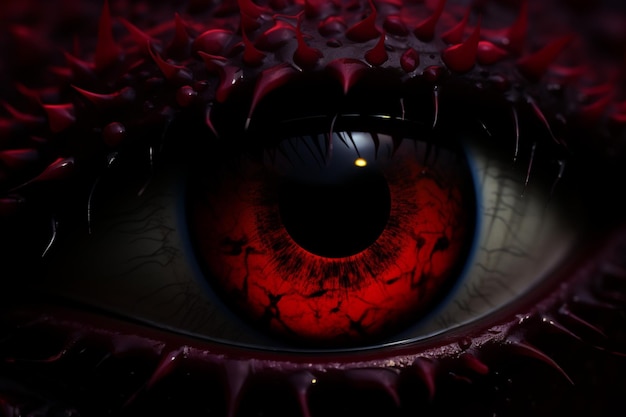 Menacing focus Halloween 3D background captivates with its crimson evil eyes