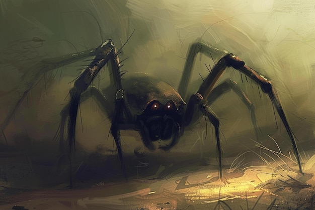 Photo menacing spider illustration in dark ambiance