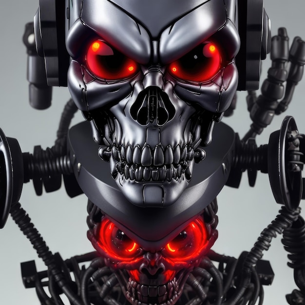 Photo a menacing terminator endoskeleton stares