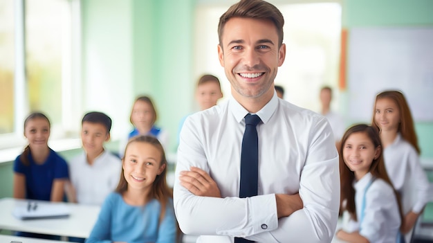 Meneer in de klas achtergrond