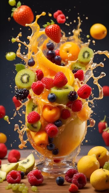 Meng fruit met waterspray.