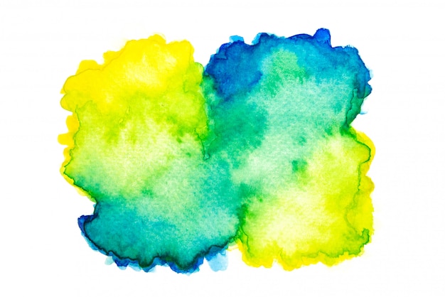 Mengen van geel, groen en blauw aquarel