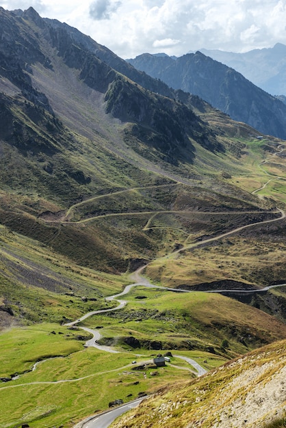 Mening van Col du Tourmalet in de bergen van de Pyreneeën