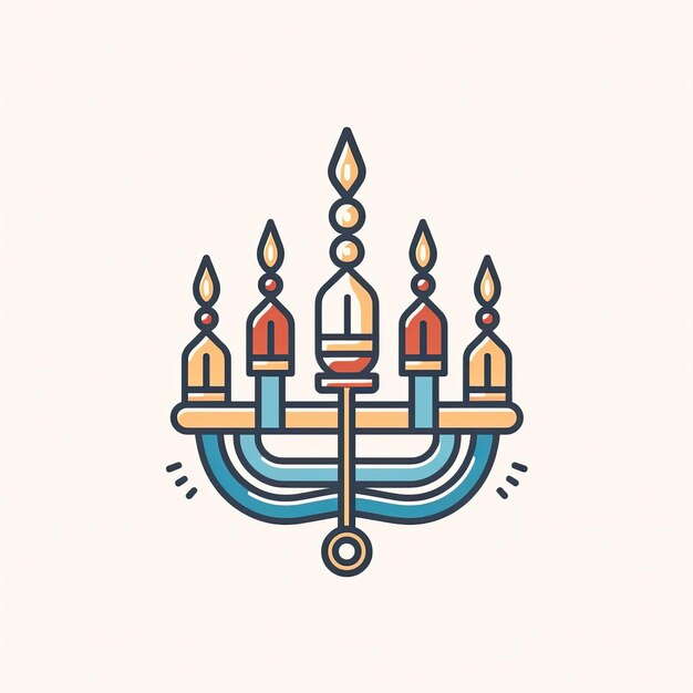 Menorah with candles isolated on white background