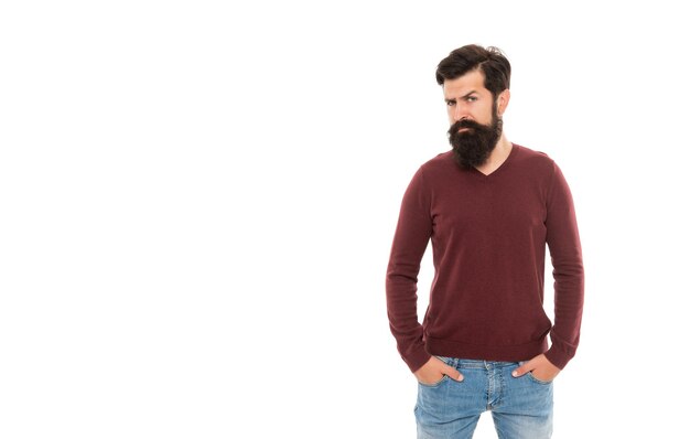 mens beauty. bearded man. copy space. mature man with beard. hair and beard care.