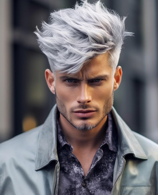 Photo mens hairstyles with a silver mohawk