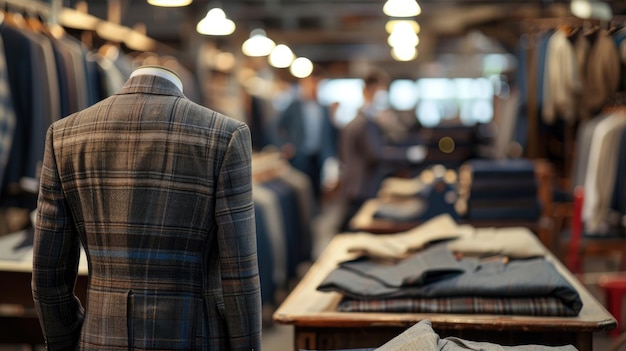 Mens retro jacket on a mannequin Individual tailoring workshop