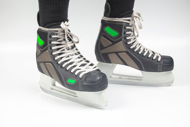 Mens skates for ice skating on white background