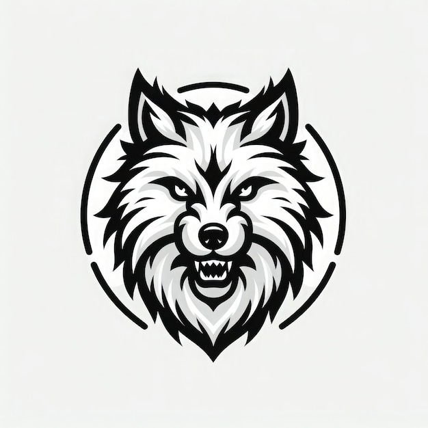 Mens Tshirt design wolf outline clean white background