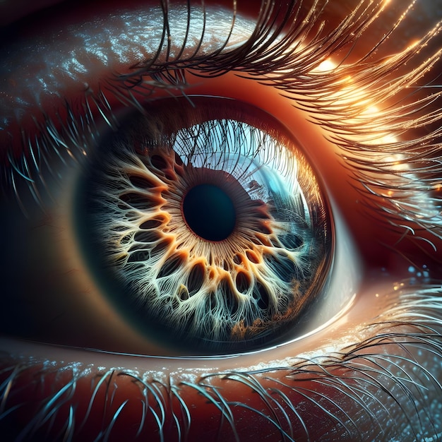 Menselijk blauw oog realistisch mooie close-up zoom Meisje close-up oog
