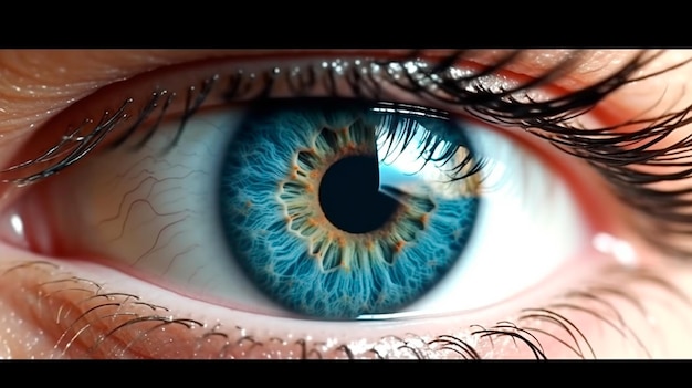 Menselijk blauw oog realistische mooie close-up zoom Generatieve AI