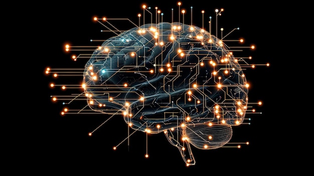 Menselijk brein gemaakt van microcircuits Kunstmatige intelligentie en Big Data Computerprocessor
