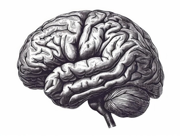 Foto menselijk brein illustratie van menselijk brein hand getekend menselijk brein generatieve ai