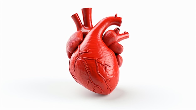 Menselijk hart 3D-rendering geïsoleerd op een witte achtergrond