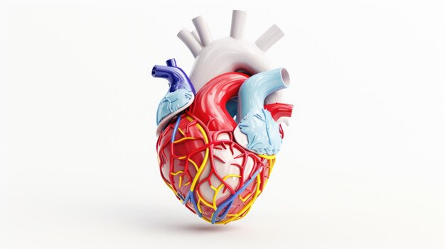 Menselijk hart op witte achtergrond Gekleurde creatieve illustratie in futuristische stijl Visueel voor ontwerp van medisch