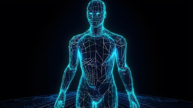 Menselijk hologram 3d geometrische generatieve ai