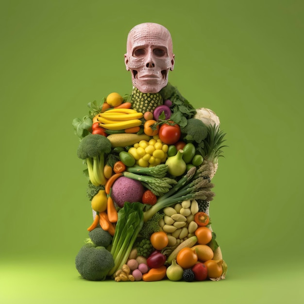 Menselijk lichaam gemaakt van gezond voedsel