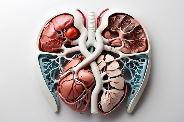 Menselijk lichaam met lever, nieren, longen en hart geïsoleerd op witte achtergrond
