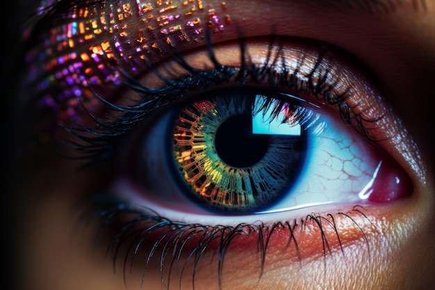 Menselijk oog in make-up Mooie illustratie foto Generatieve AI