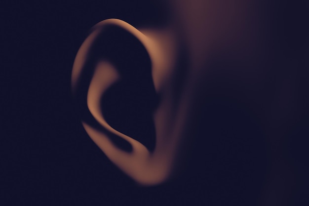 Foto menselijk oor close-up 3d illustratie