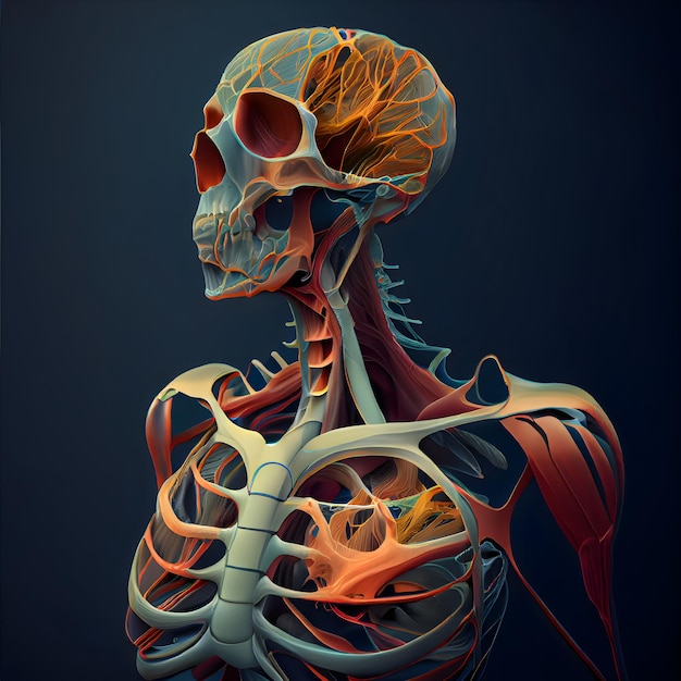 Menselijk skelet anatomie 3D medische illustratie Anatomie van het menselijk lichaam