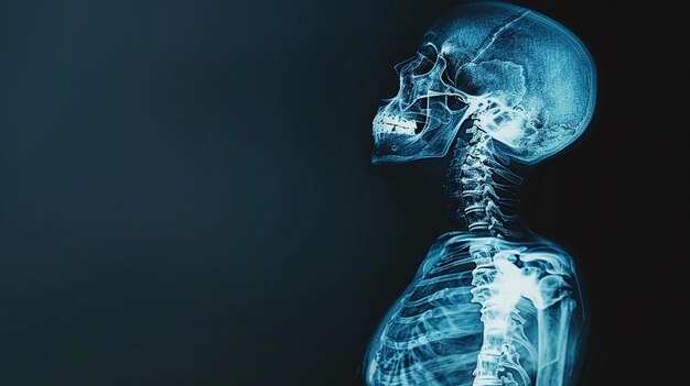 Foto menselijk skelet x-ray gemarkeerde afbeelding