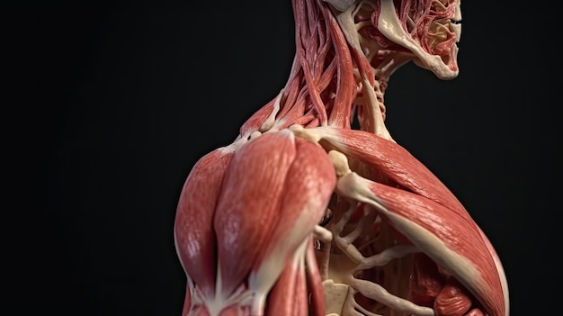 Foto menselijke anatomie detail van schouder spier slagaders