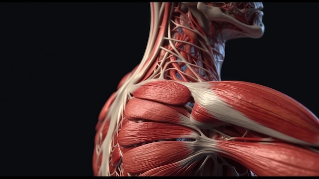 Menselijke anatomie detail van schouder Spier slagaders