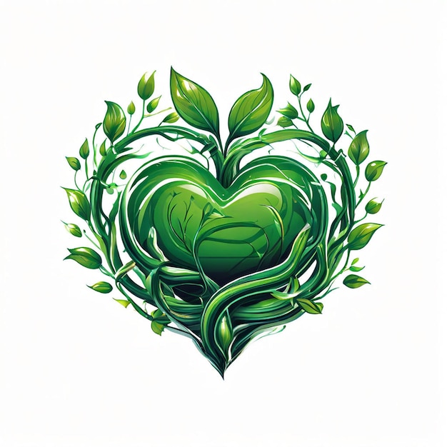 Menselijke hand met achtergrondbeeld van een boomplant en een hart