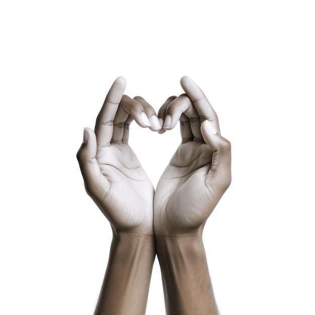 Menselijke handen maken een hartvorm met hun vingers geïsoleerd op een witte achtergrond