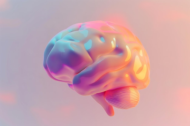 Menselijke hersenen anatomische 3D rendering op pastel achtergrond Geheugen geest intelligentie wetenschap concept Medische orgaan geneeskunde geestelijke gezondheid psychologie hersenziekten Minimale creatieve compositie