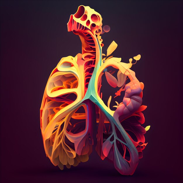 Menselijke longen anatomie 3D illustratie geïsoleerd op zwarte achtergrond